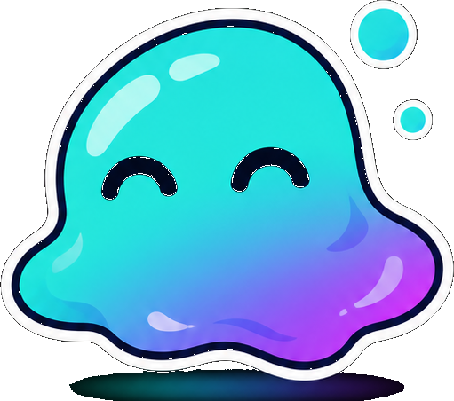A smiling colorful slime mascot
